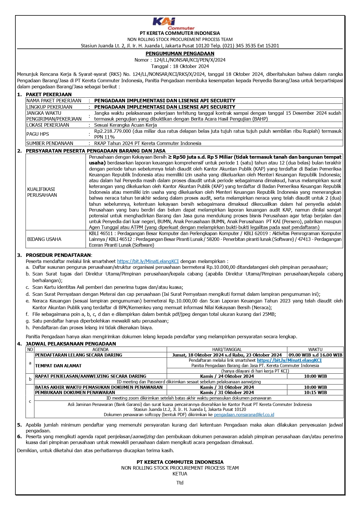 2 pengumuman 124 pengadaan implementasi dan lisensi api security page 0001